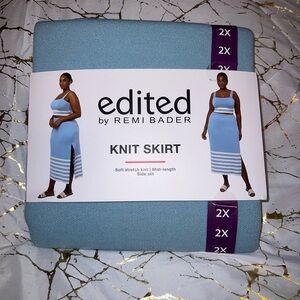 Edited by Remi Bader Blue Knit Midi Skirt